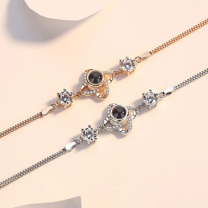 Four Leaf Clover argent photo projection bracelet sterling silver is not allergic