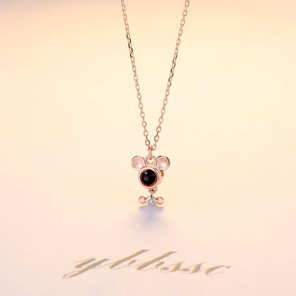 Zodiac Rat Photo Projection Necklace Sterling Silver Birthday Gift with Gift Box
