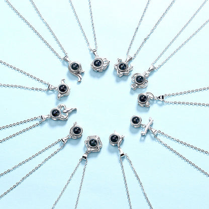 Custom Best Constellation Photo Projection Necklace sterling silver with gift box