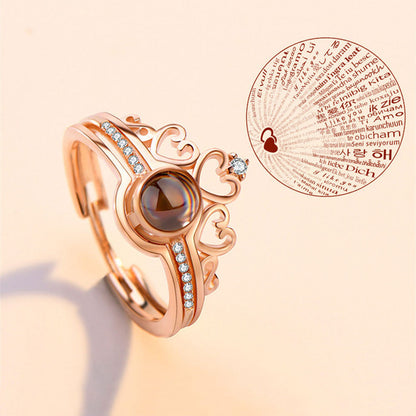 Sterling Silver Photo Projection Ring Crown women's