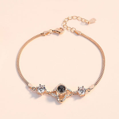 Four Leaf Clover argent photo projection bracelet sterling silver is not allergic