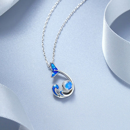 Custom Mermaid Bubble Photo Projection Necklace  with picture inside Silver