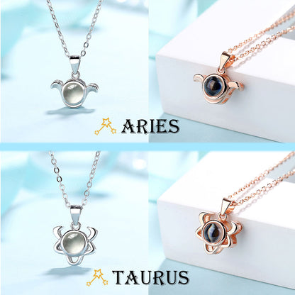 Custom Best Constellation Photo Projection Necklace sterling silver with gift box