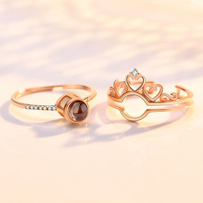 Sterling Silver Photo Projection Ring Crown women's