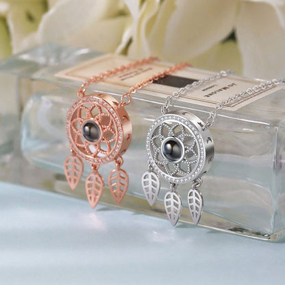 Dreamcatcher personalized projection necklace with photo sterling silver