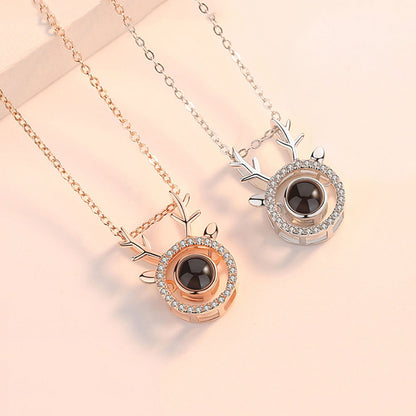 Best Deer projection bead jewelry necklace Sterling silver With gift box for gift giving