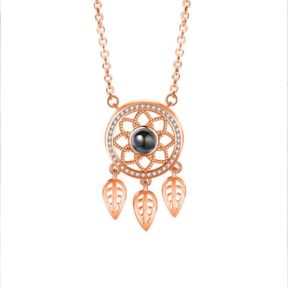Dreamcatcher personalized projection necklace with photo sterling silver