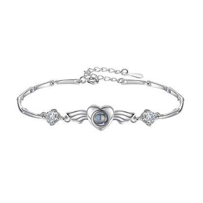 Angel Heart Wings best projection bracelet Sterling silver charm custom picture