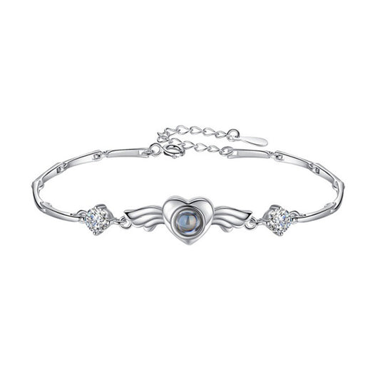Angel Heart Wings best projection bracelet Sterling silver charm custom picture