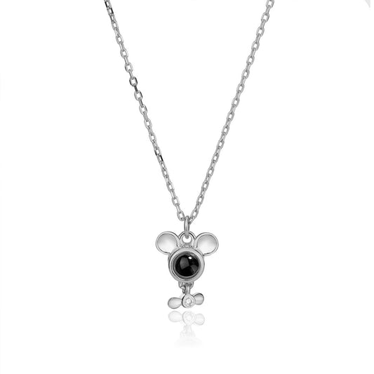 Zodiac Rat Photo Projection Necklace Sterling Silver Birthday Gift with Gift Box