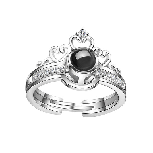 Sterling Silver Photo Projection Ring Crown women's