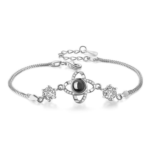 Four Leaf Clover argent photo projection bracelet sterling silver is not allergic
