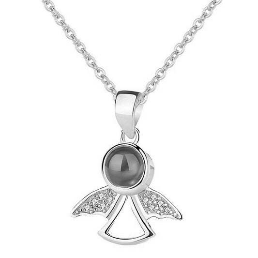 Sterling silver best projection necklace angel wings with gift box