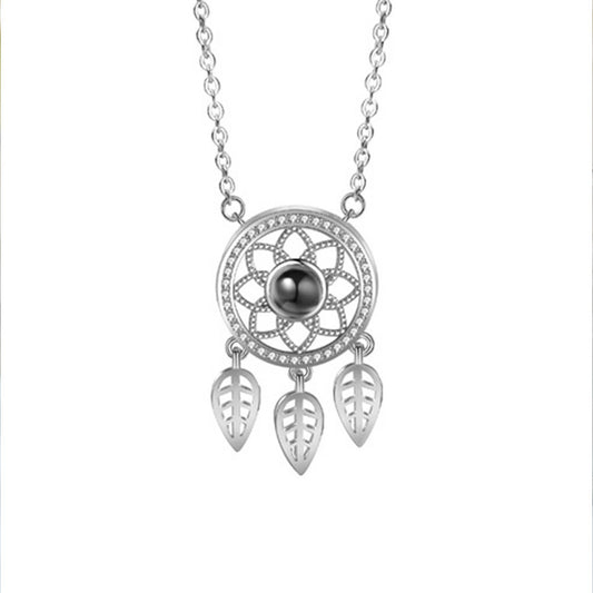 Dreamcatcher personalized projection necklace with photo sterling silver