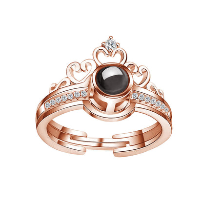 Sterling Silver Photo Projection Ring Crown women's