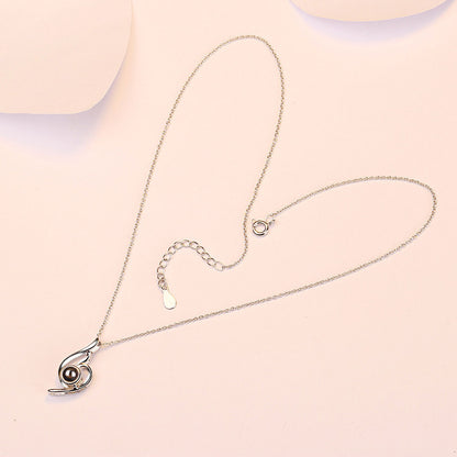 925 silver high quality love projection necklace photo projection i love you