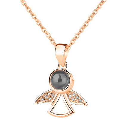 Sterling silver best projection necklace angel wings with gift box