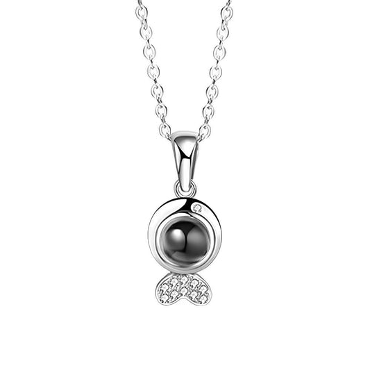 Fish Sterling Silver Photo Projection Necklace custom pet projection necklace