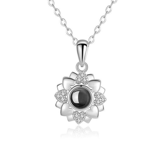 Photo diamond  projection necklace angel wings sterling silver projection jewelry