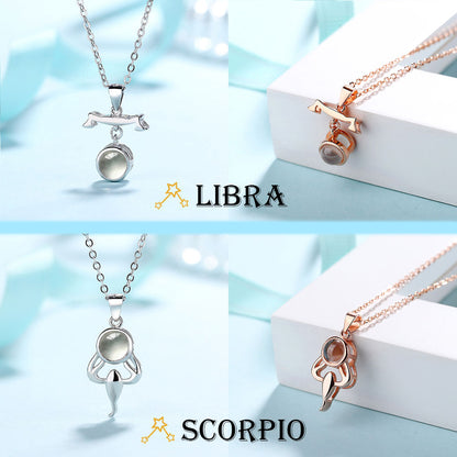 Custom Best Constellation Photo Projection Necklace sterling silver with gift box