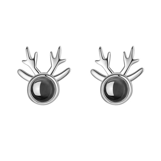 Sterling Silver Lady Projection Earrings Deer Modeling Photo Projection Earrings