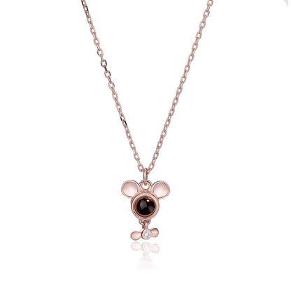 Zodiac Rat Photo Projection Necklace Sterling Silver Birthday Gift with Gift Box