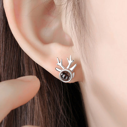 Sterling Silver Lady Projection Earrings Deer Modeling Photo Projection Earrings