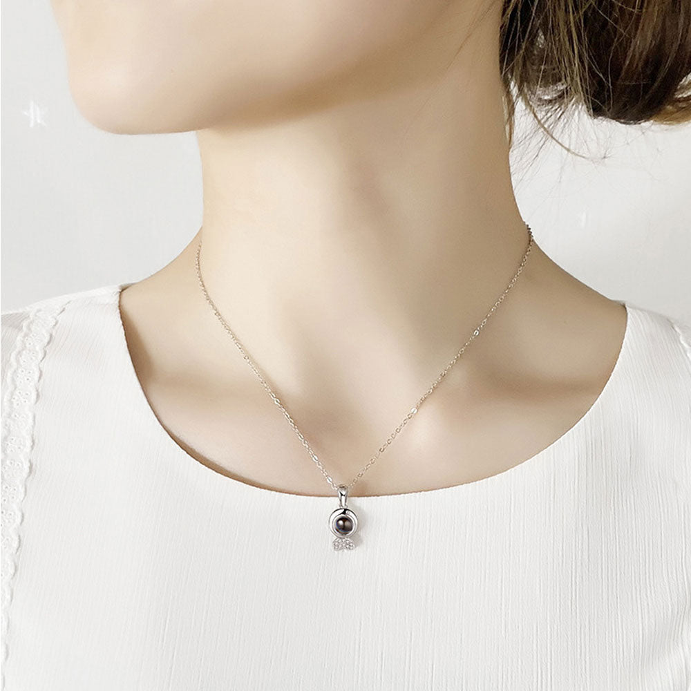 Fish Sterling Silver Photo Projection Necklace custom pet projection necklace