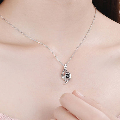 925 silver high quality love projection necklace photo projection i love you