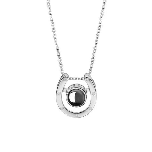 Horseshoe pet sterling silver photo projection necklace charm for her
