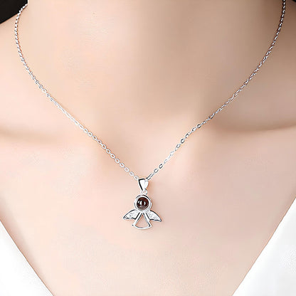 Sterling silver best projection necklace angel wings with gift box