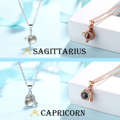 Custom Best Constellation Photo Projection Necklace sterling silver with gift box