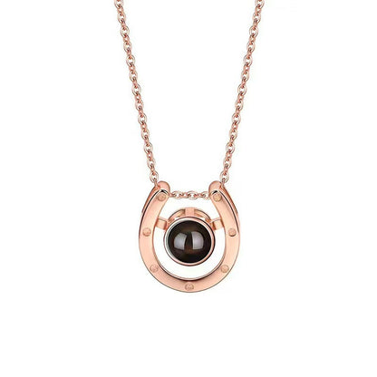 Horseshoe pet sterling silver photo projection necklace charm for her