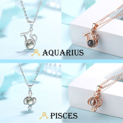 Custom Best Constellation Photo Projection Necklace sterling silver with gift box
