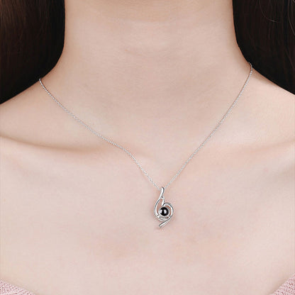 925 silver high quality love projection necklace photo projection i love you