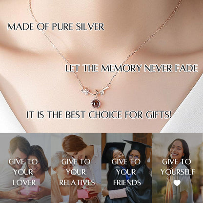Rose Flower Photo Diamond Projection Necklace charm Gift for girlfriend