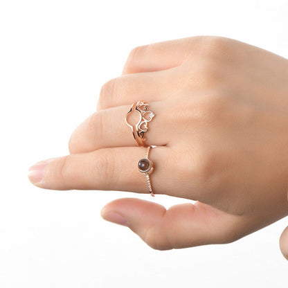 Sterling Silver Photo Projection Ring Crown women's